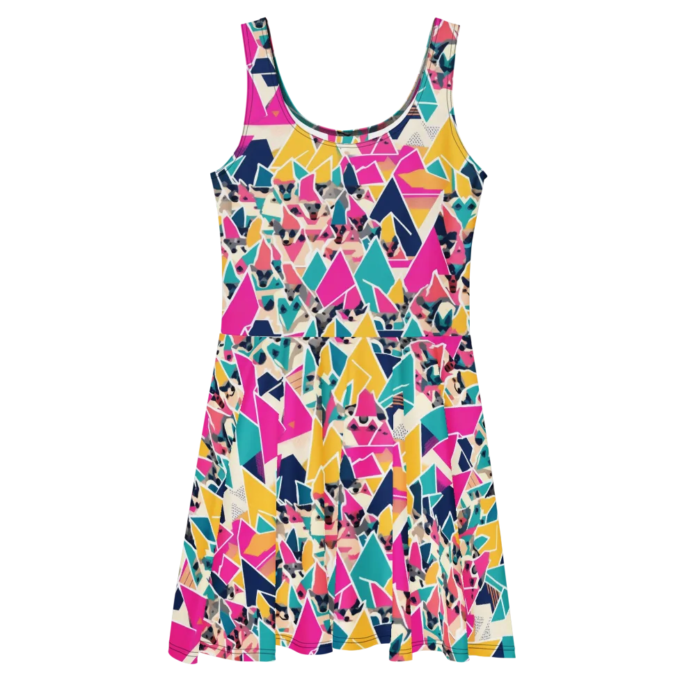 Kaleido Canines on Skater Dress — Front