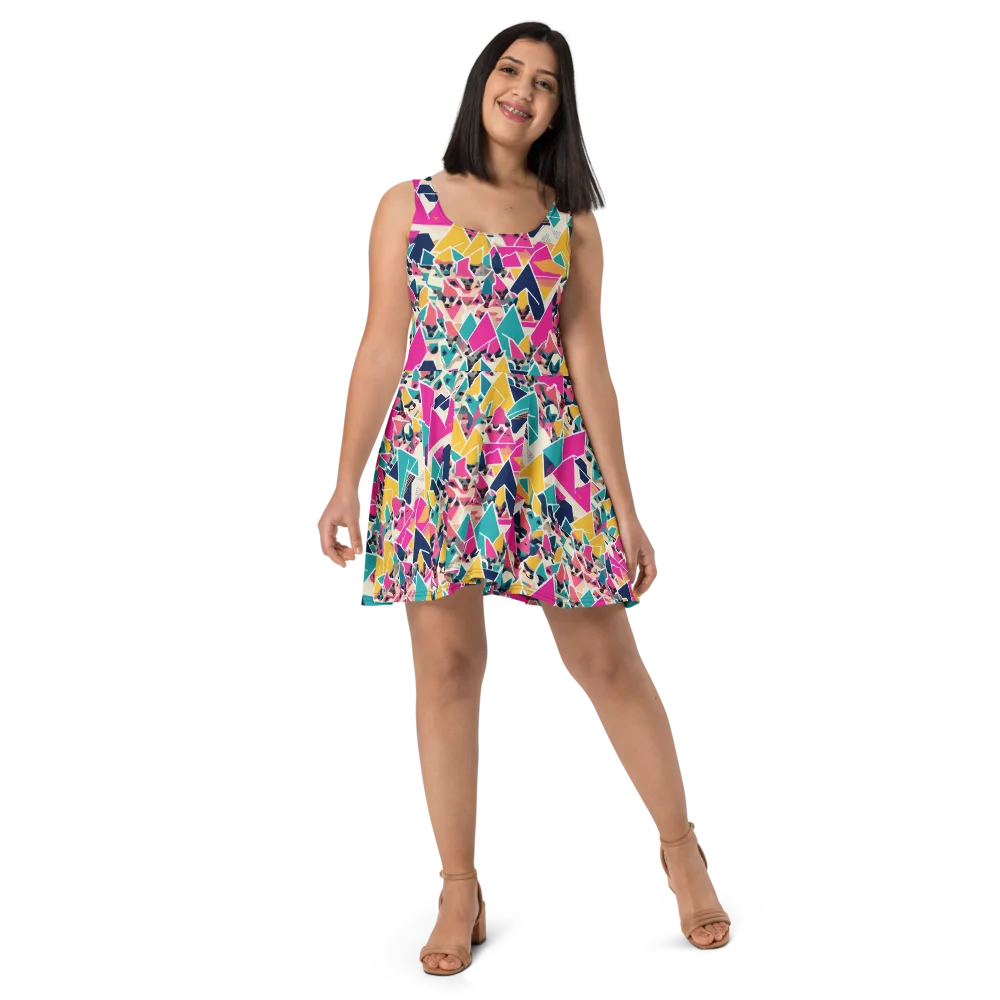 Kaleido Canines on Skater Dress — Front