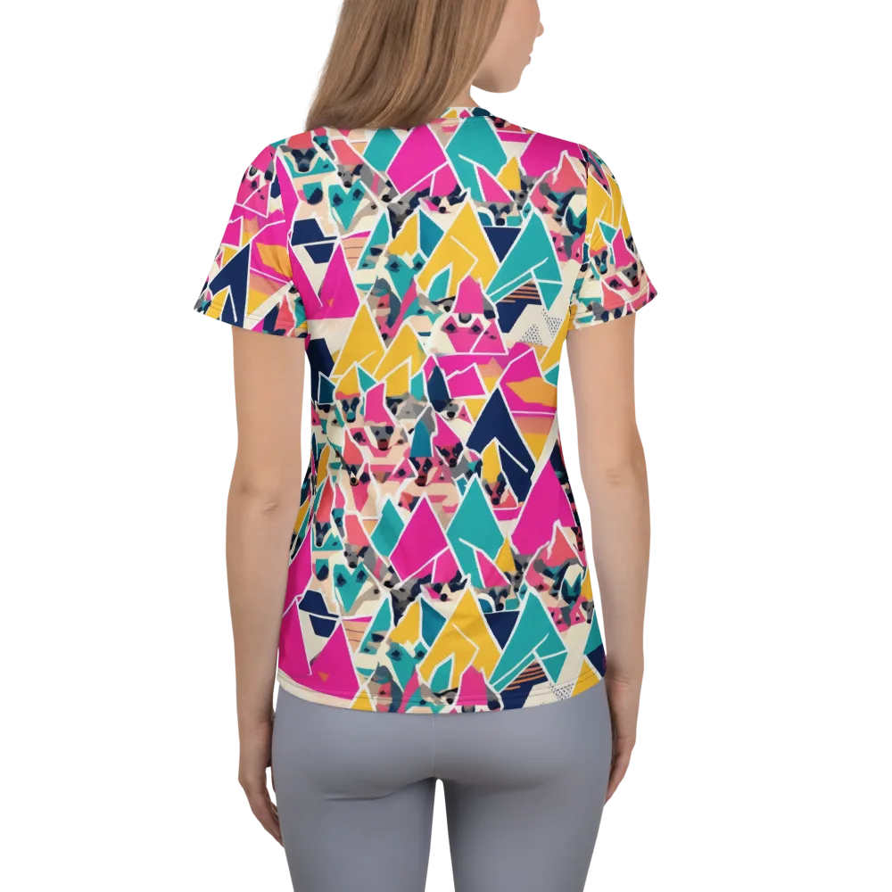 Kaleido Canines on Women's Athletic T-Shirt — Back