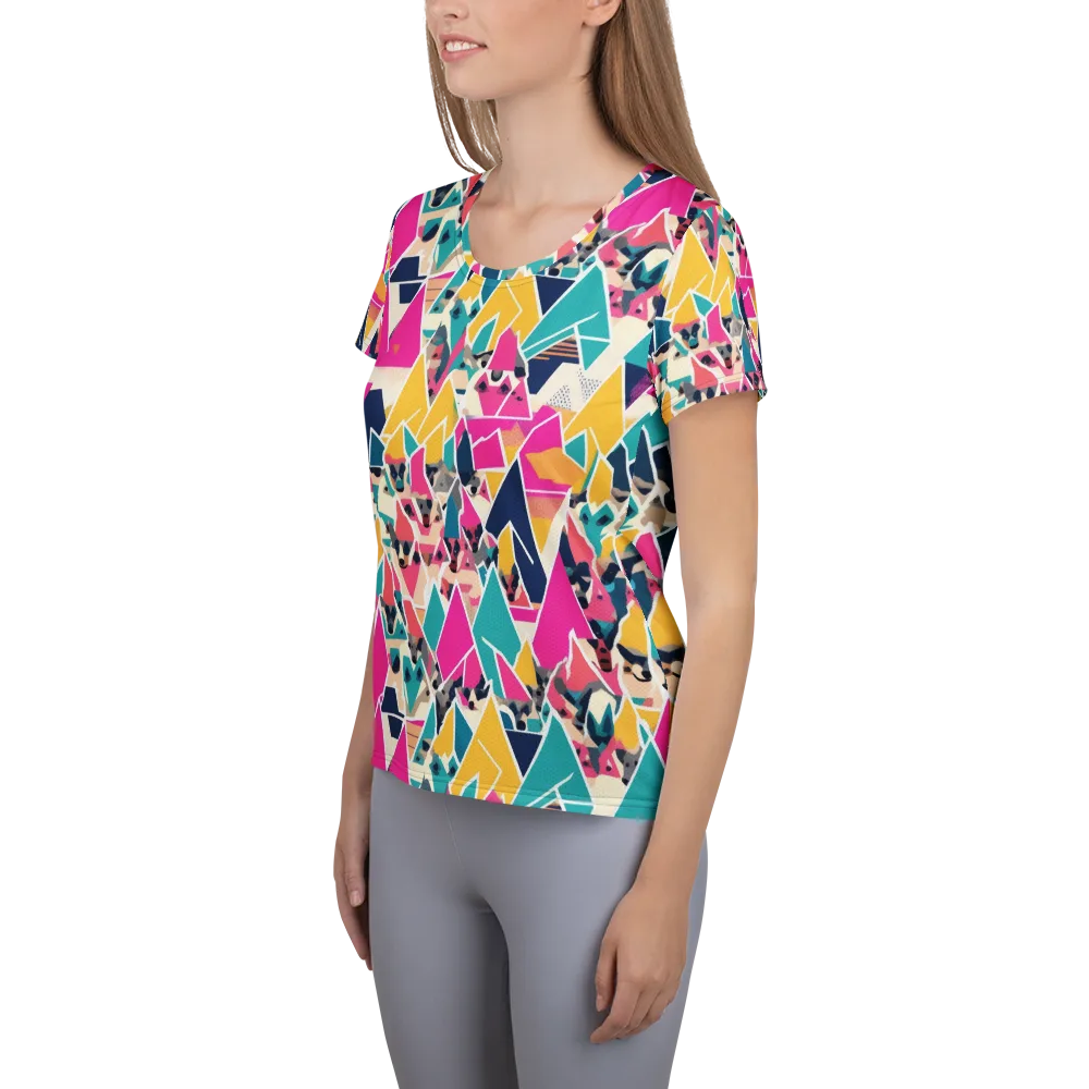 Kaleido Canines on Women's Athletic T-Shirt — Left