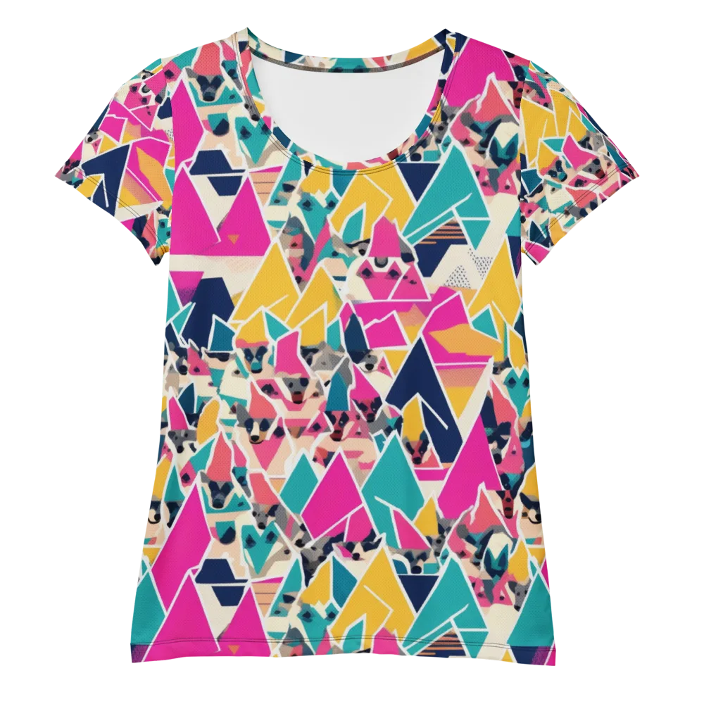 Kaleido Canines on Women's Athletic T-Shirt — Front