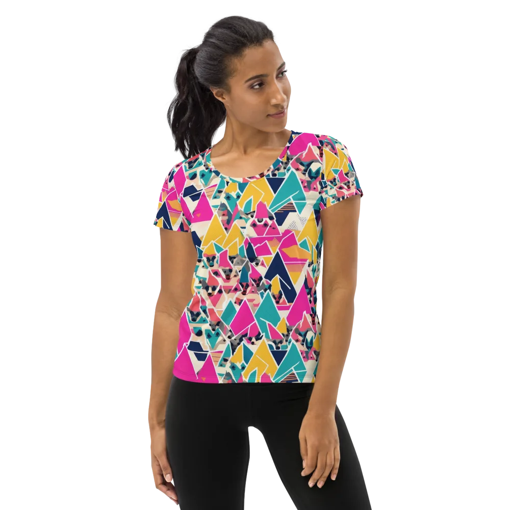 Kaleido Canines on Women's Athletic T-Shirt — Front