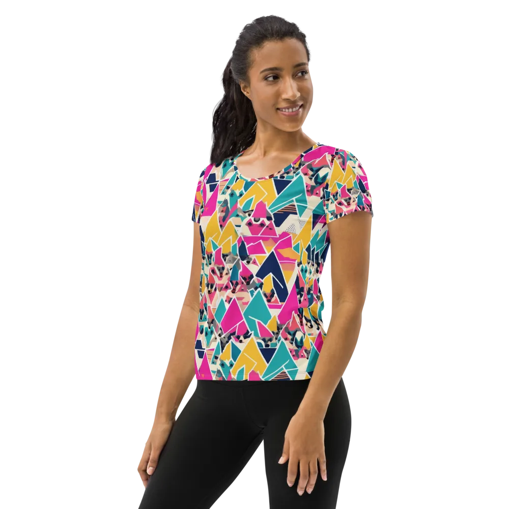 Kaleido Canines on Women's Athletic T-Shirt — Left