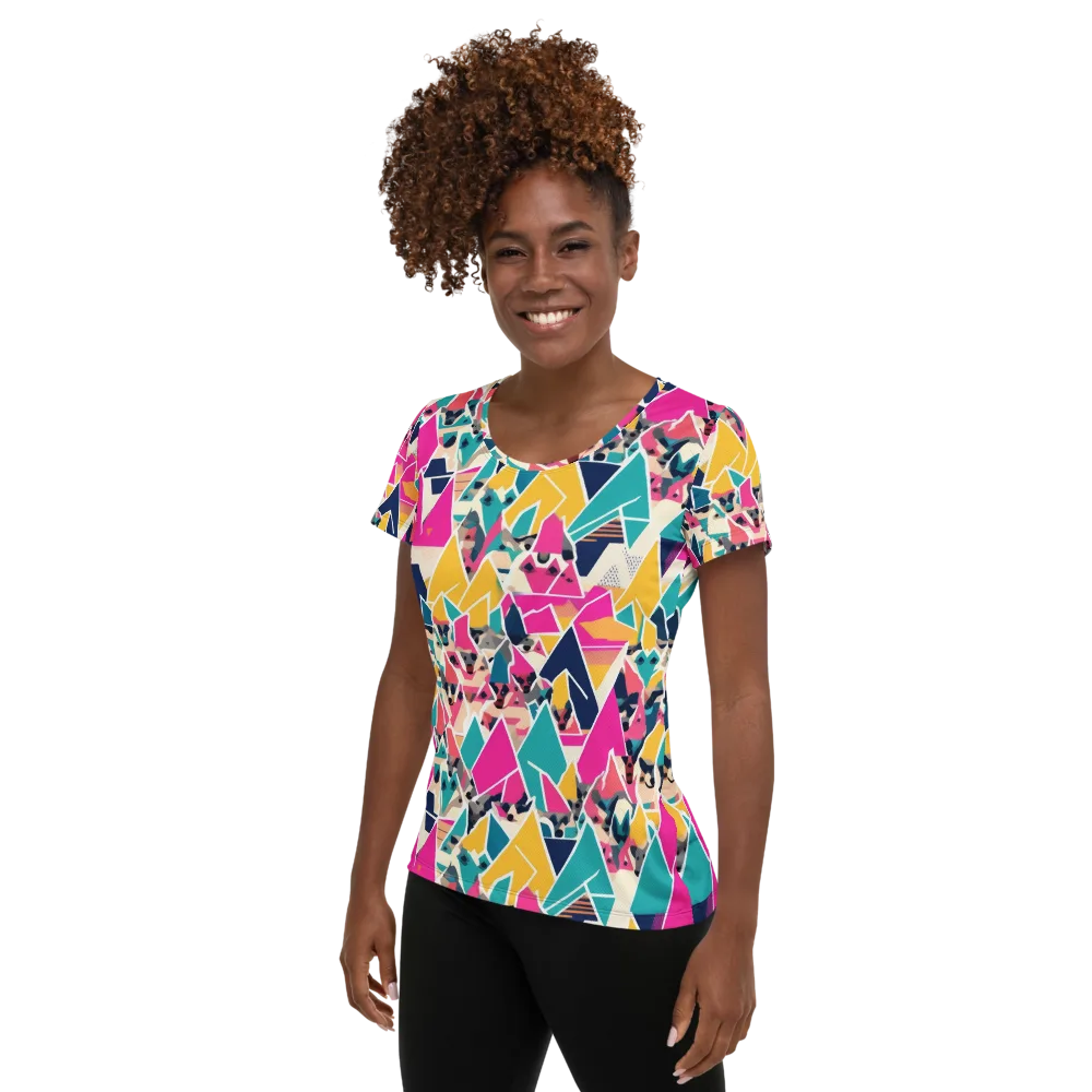 Kaleido Canines on Women's Athletic T-Shirt — Left