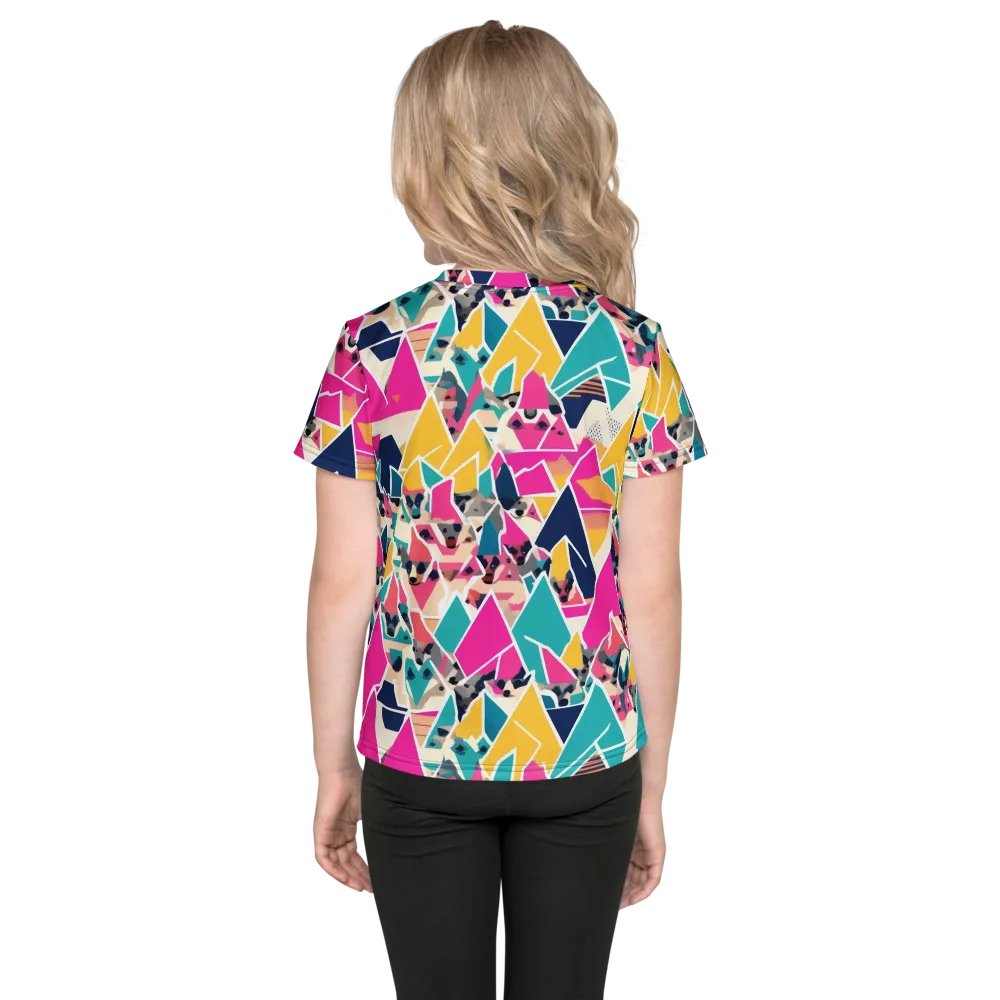Kaleido Canines on Kids Crew Neck T-Shirt — Back