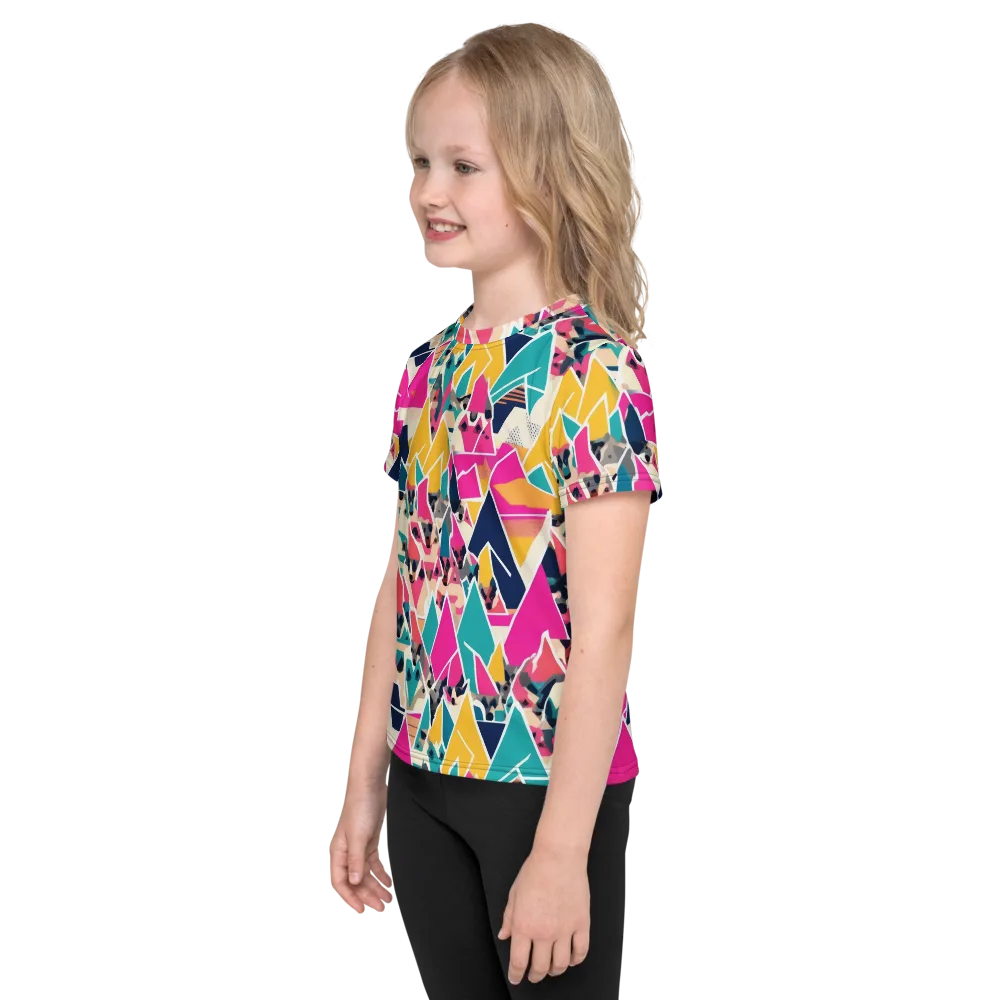 Kaleido Canines on Kids Crew Neck T-Shirt — Left
