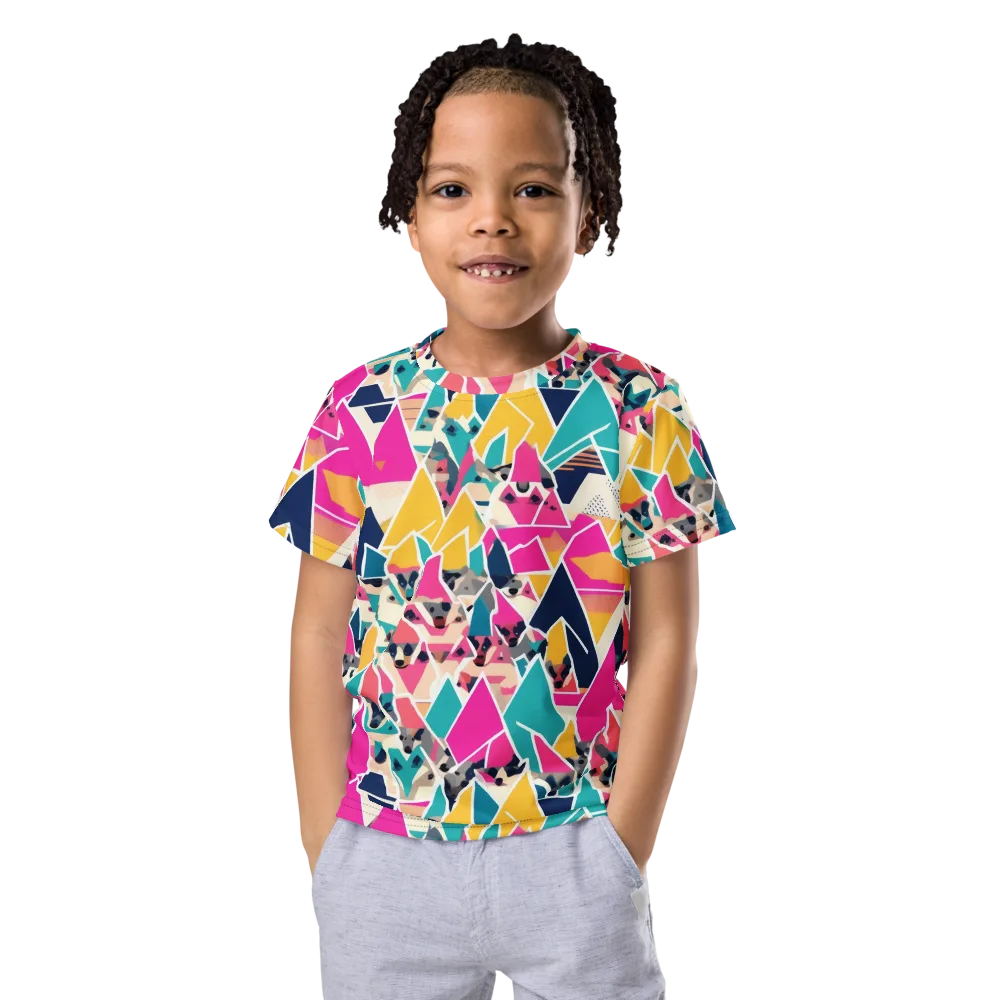 Kaleido Canines on Kids Crew Neck T-Shirt — Front