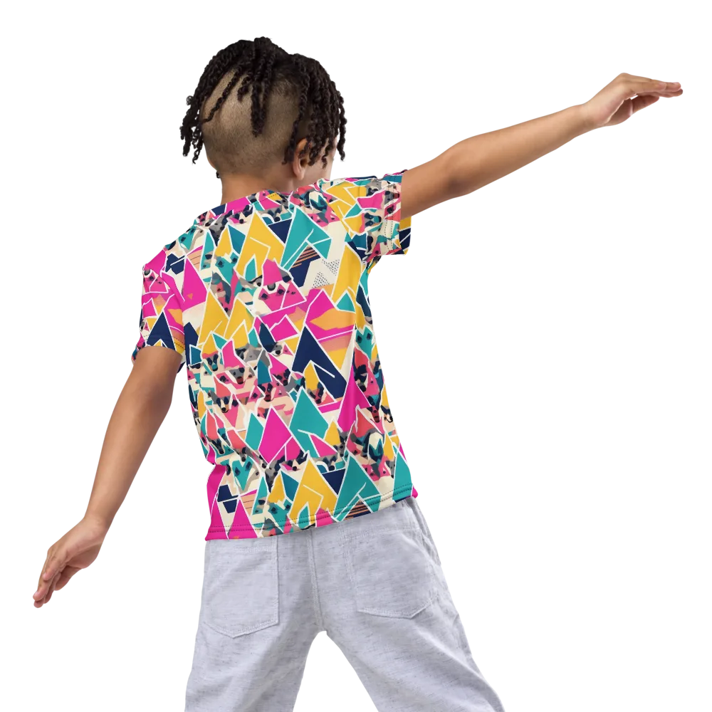 Kaleido Canines on Kids Crew Neck T-Shirt — Back