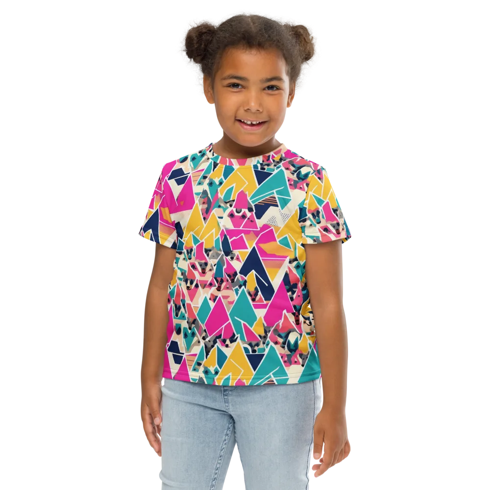 Kaleido Canines on Kids Crew Neck T-Shirt — Front