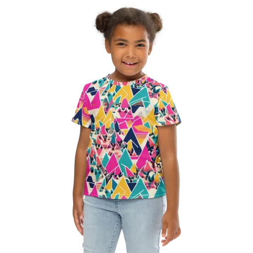 Kaleido Canines on a Kids Crew Neck T-Shirt