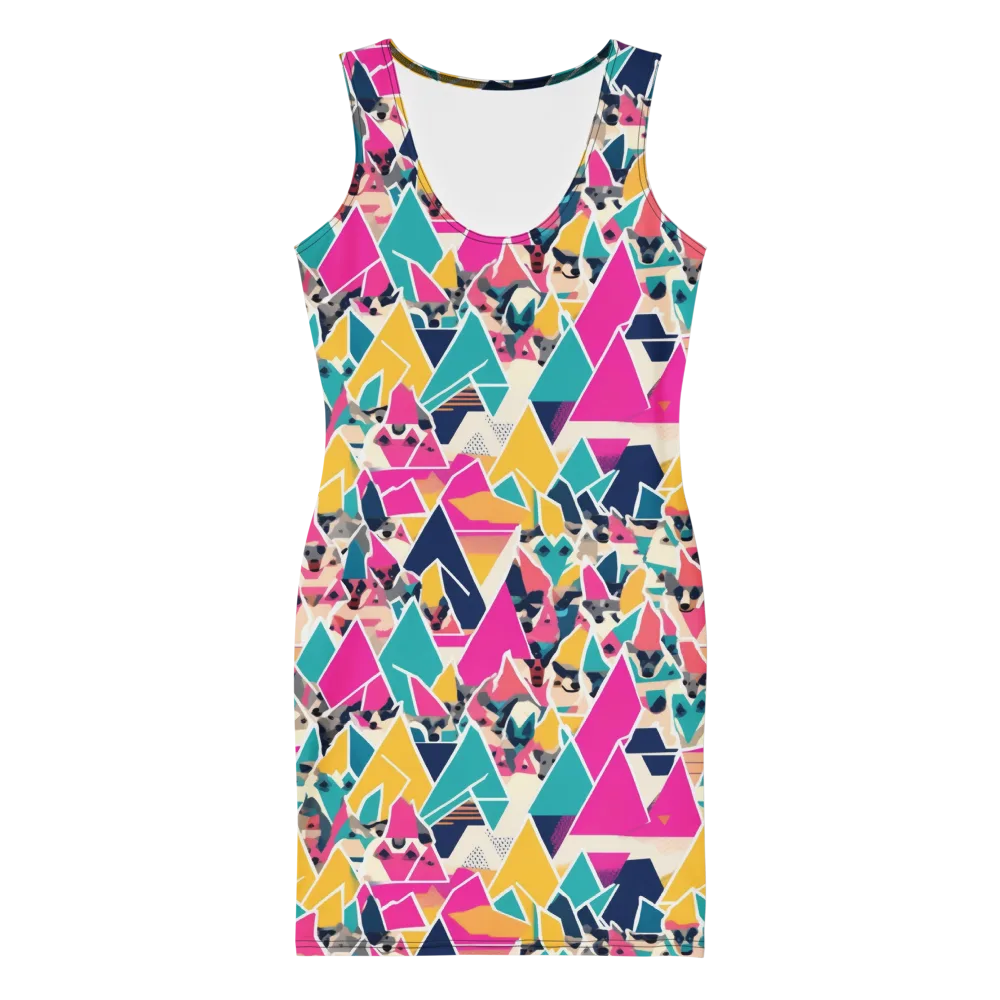 Kaleido Canines on Bodycon Dress — Front