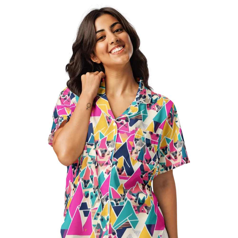 Kaleido Canines on Women's Short Sleeve Pajama Top — Front