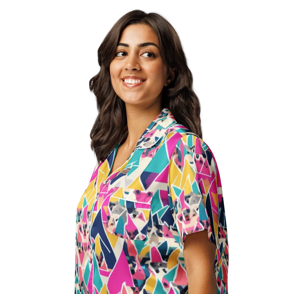Kaleido Canines on Women's Short Sleeve Pajama Top — Left Front