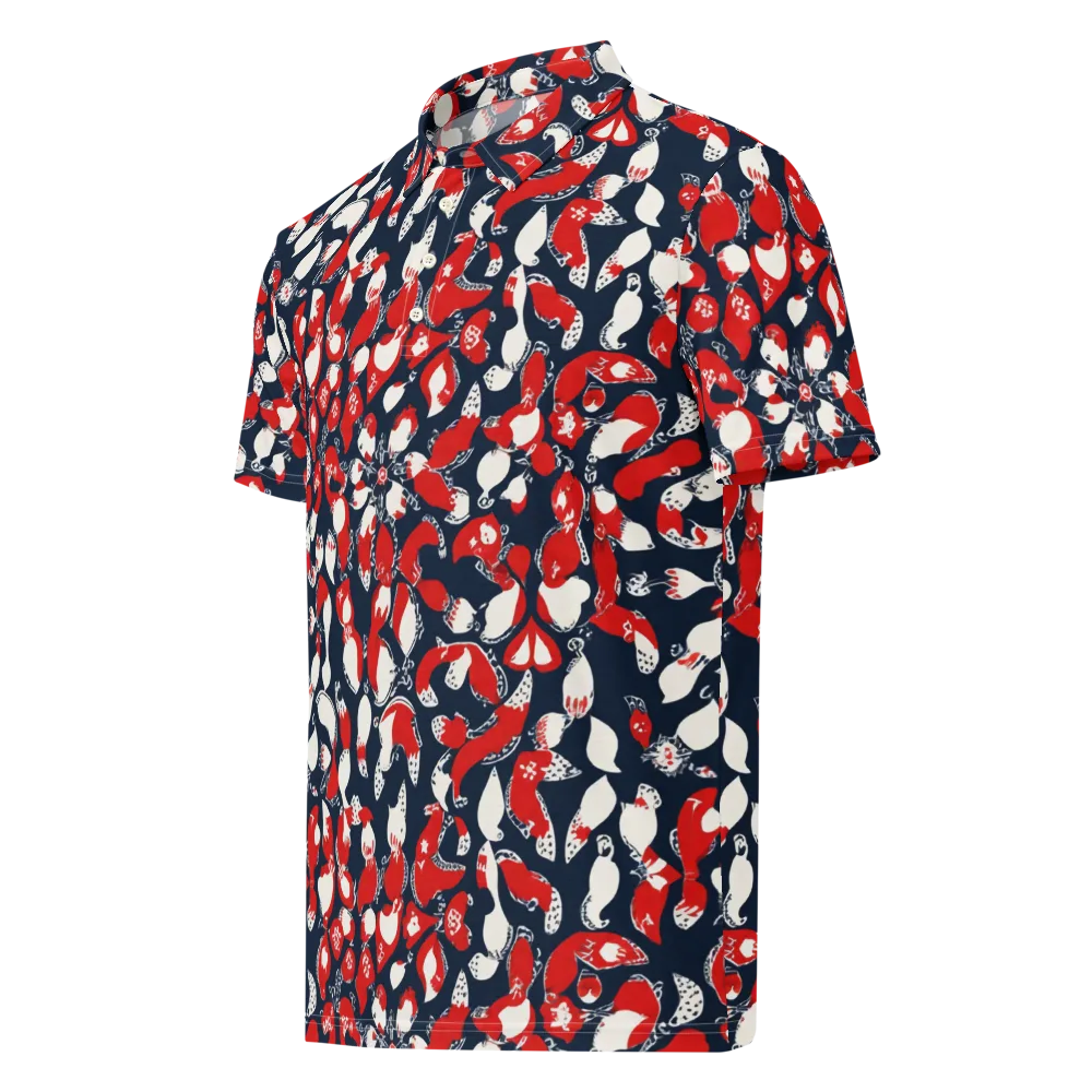 Crimson Koi Garden on Men's Slim Fit Polo Shirt — Left Front