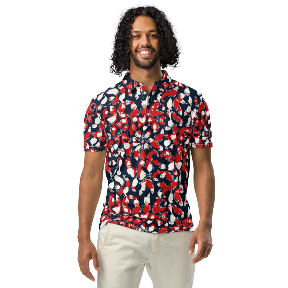 Crimson Koi Garden on Men's Slim Fit Polo Shirt — Front