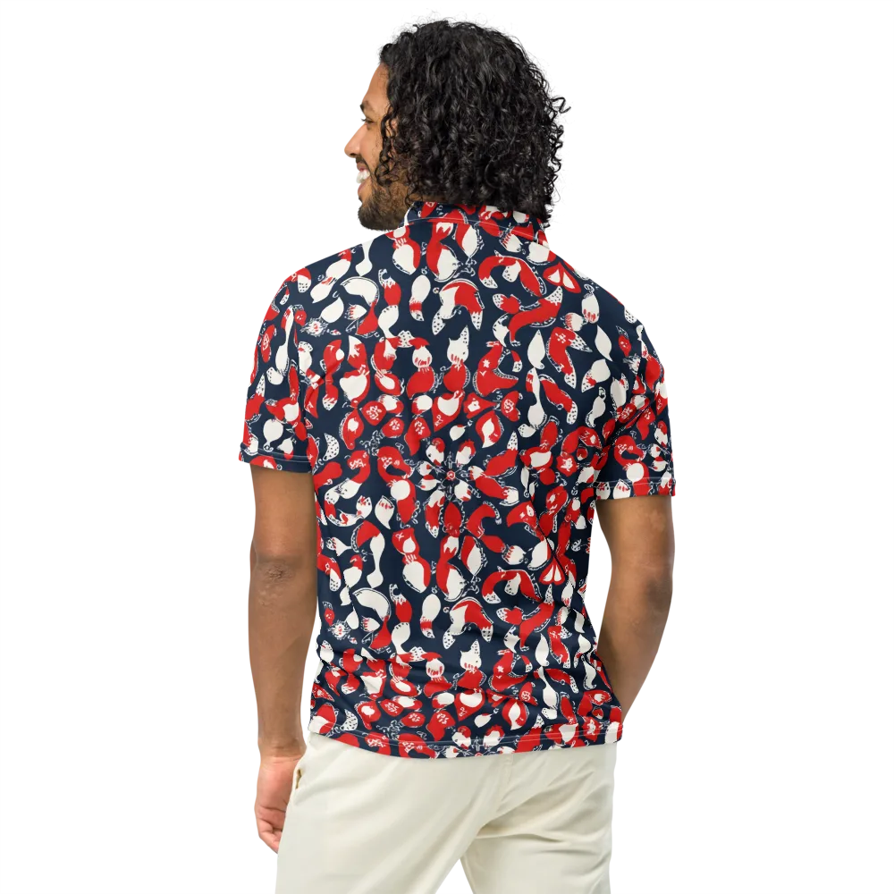 Crimson Koi Garden on Men's Slim Fit Polo Shirt — Back