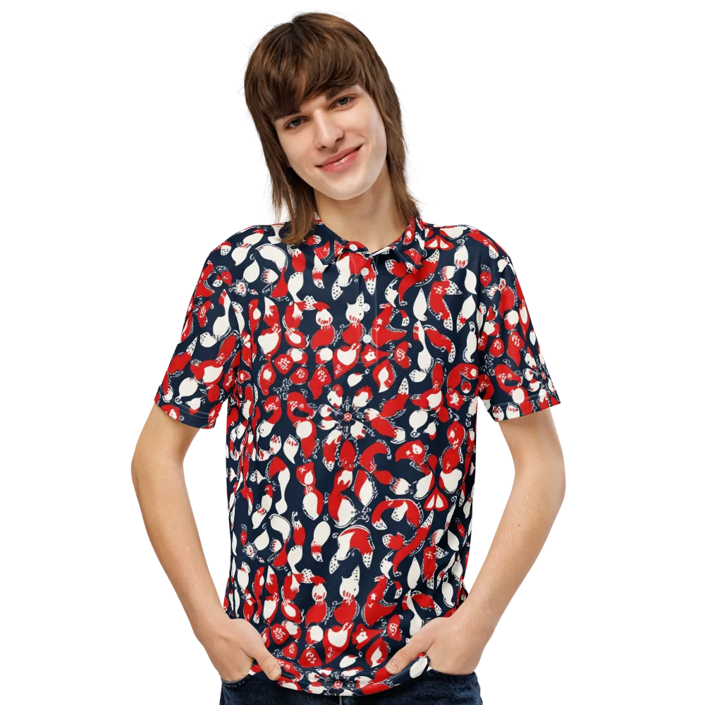 Crimson Koi Garden on Men's Slim Fit Polo Shirt — Front