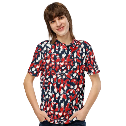 Crimson Koi Garden on a Men's Slim Fit Polo Shirt