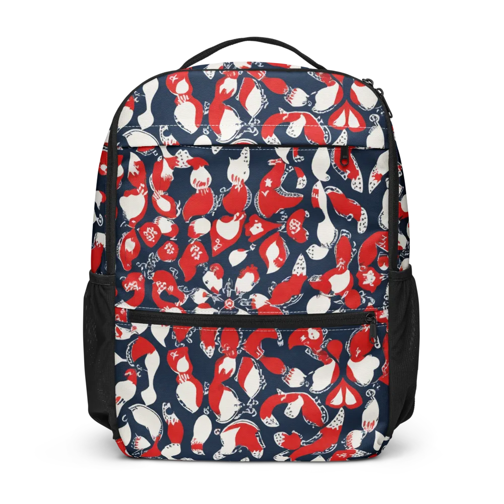 Crimson Koi Garden on Utility Backpack — Front