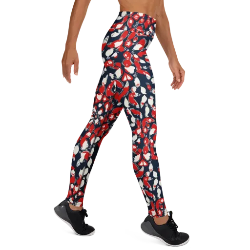 Crimson Koi Garden on a Yoga Leggings