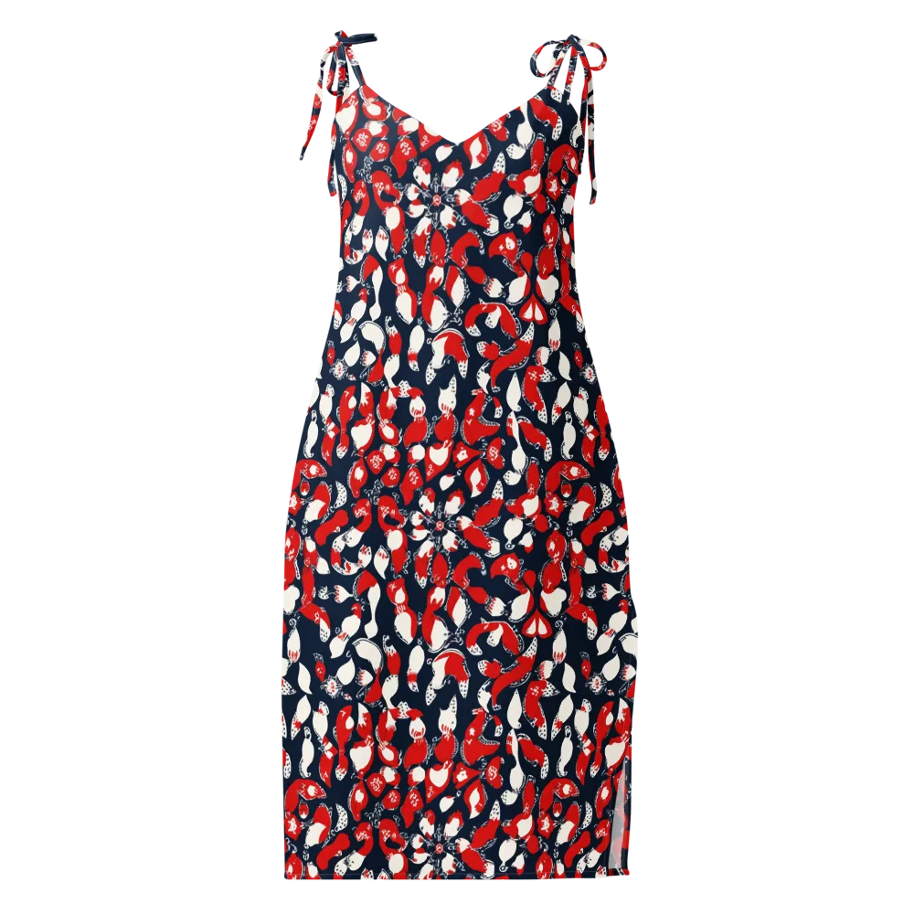 Crimson Koi Garden on Slip Dress — Front