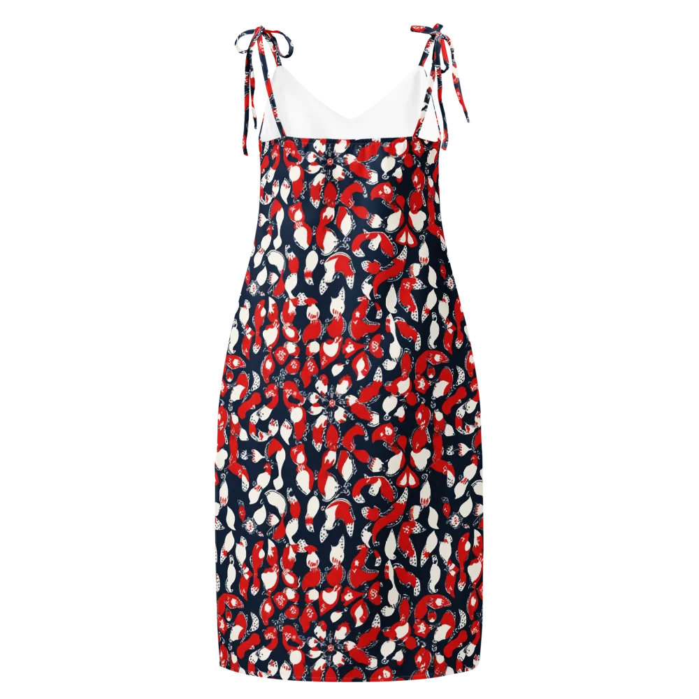 Crimson Koi Garden on Slip Dress — Back