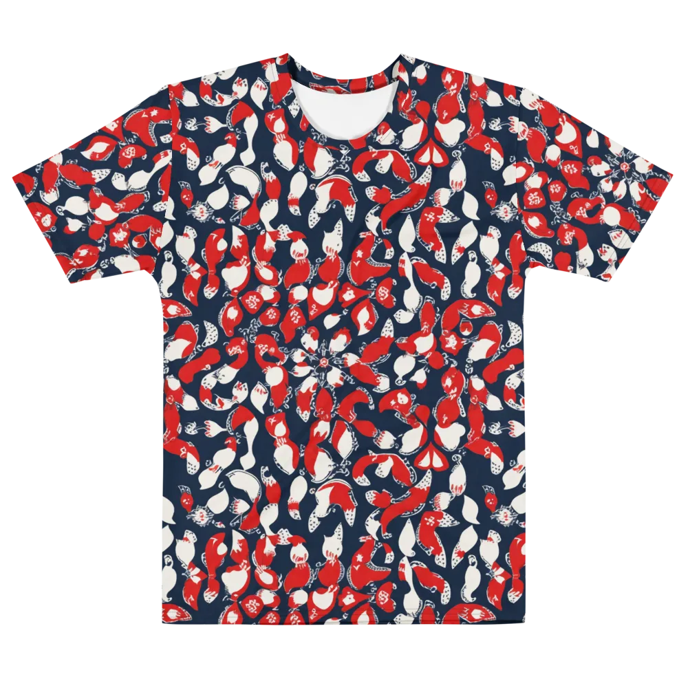 Crimson Koi Garden on Men's Cotton Crew Neck T-Shirt — Front