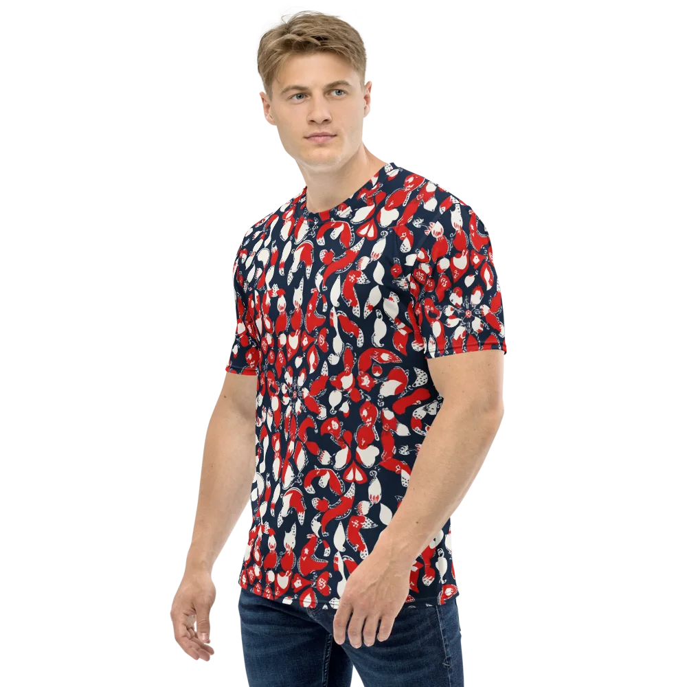 Crimson Koi Garden on Men's Crew Neck T-Shirt — Left