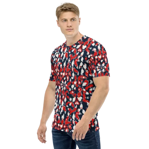 Crimson Koi Garden on a Men's Crew Neck T-Shirt