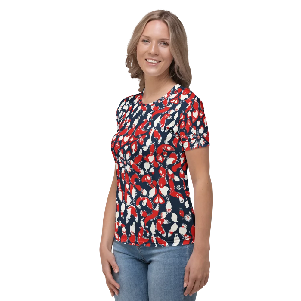 Crimson Koi Garden on Women's Crew Neck T-Shirt — Left