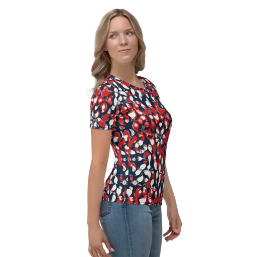 Crimson Koi Garden on a Women's Crew Neck T-Shirt