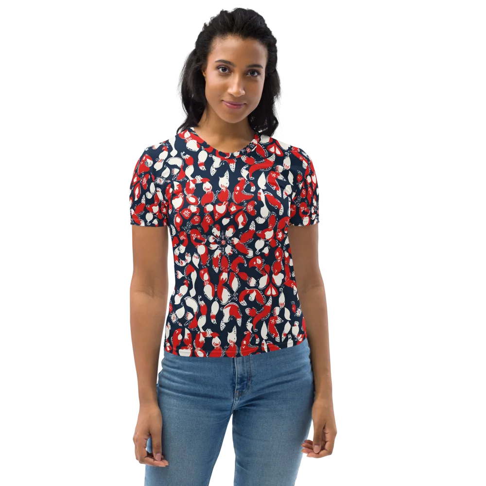 Crimson Koi Garden on Women's Crew Neck T-Shirt — Front