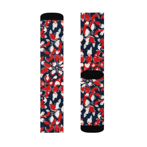 Crimson Koi Garden on a Socks