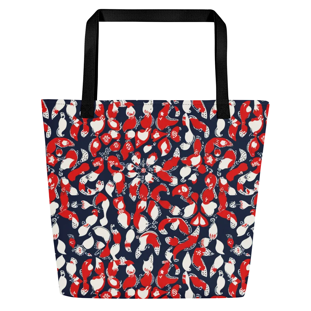 Crimson Koi Garden on Large Tote Bag W/ Pocket — Front