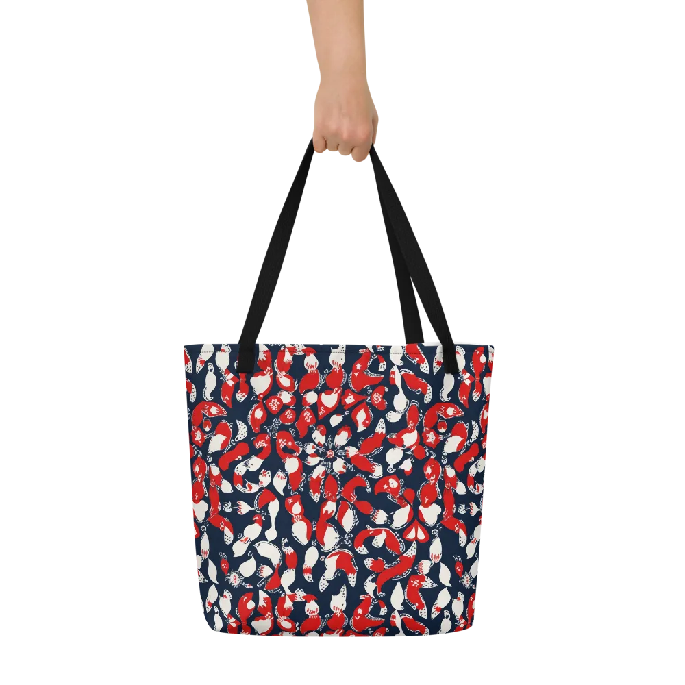 Crimson Koi Garden on Large Tote Bag W/ Pocket — Front
