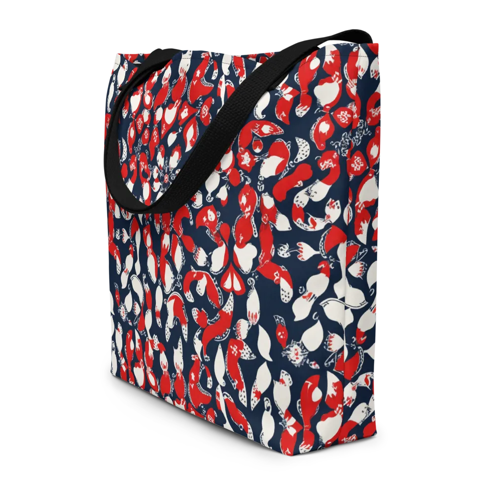 Crimson Koi Garden on Large Tote Bag W/ Pocket — Front