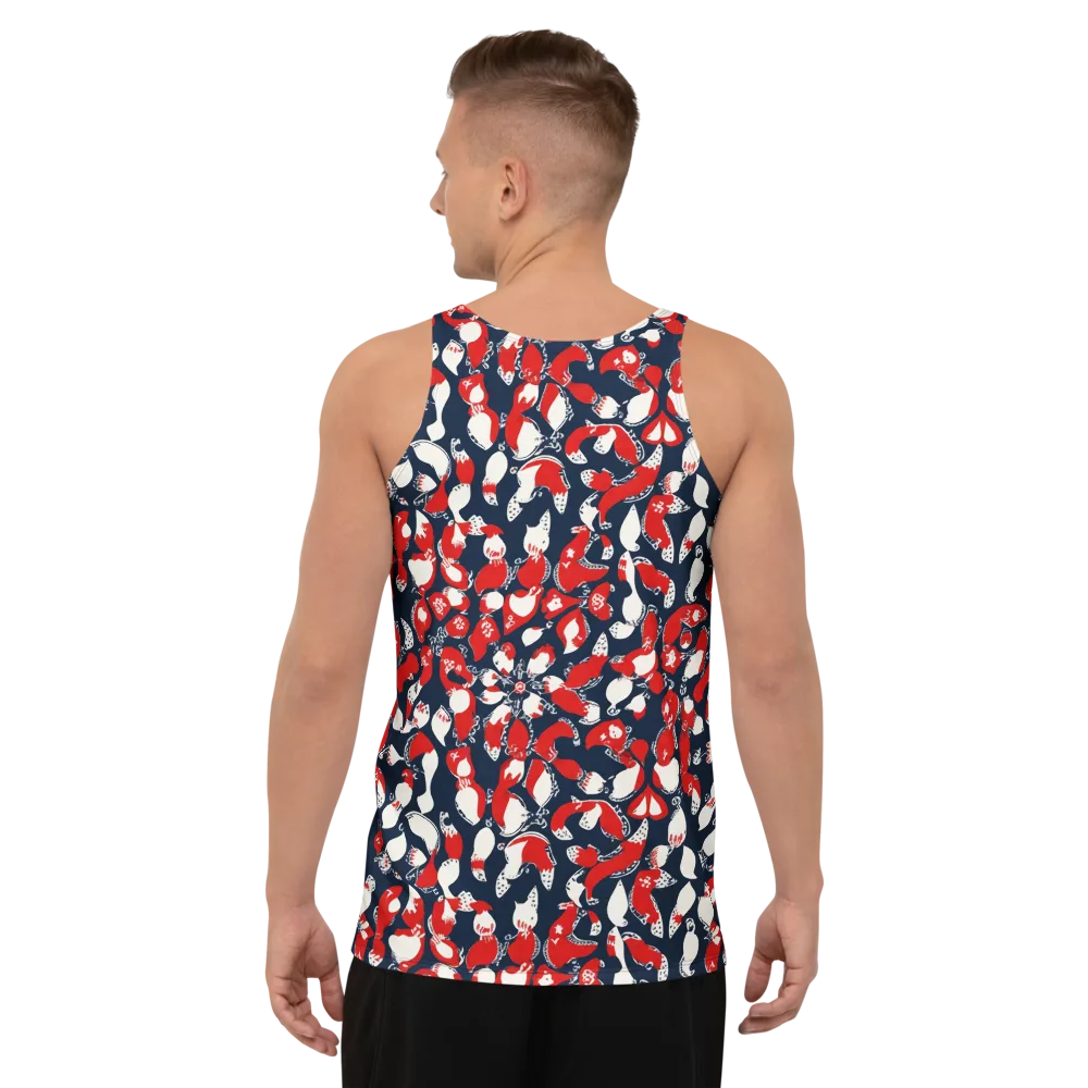 Crimson Koi Garden on Men's Tank Top — Back