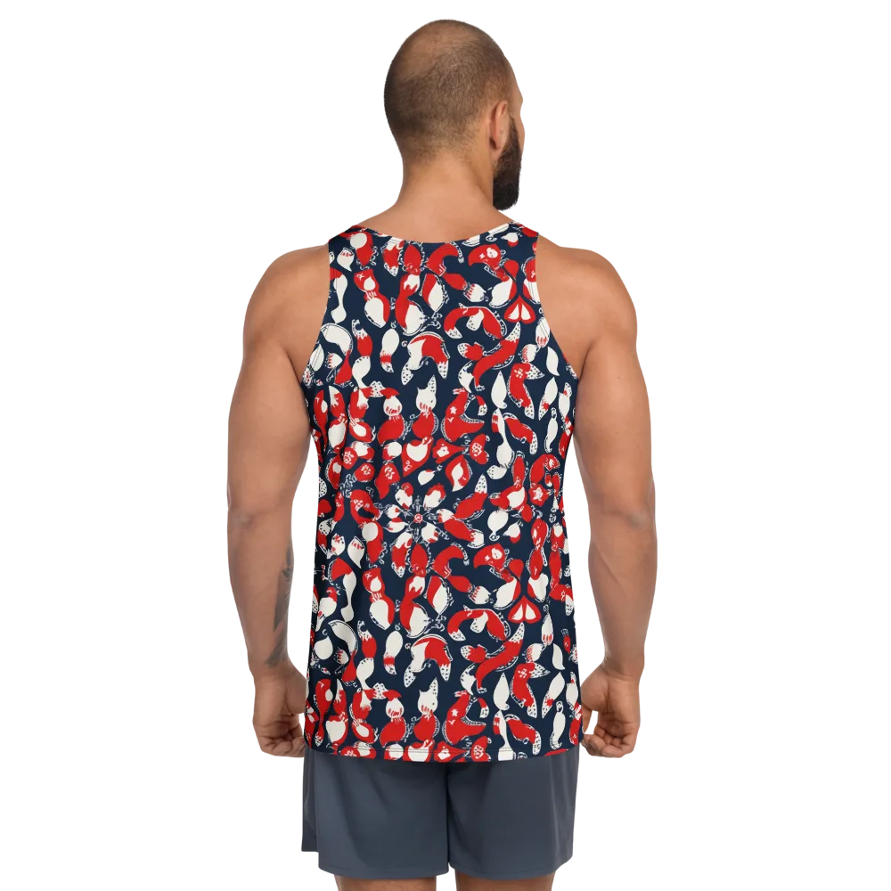 Crimson Koi Garden on Men's Tank Top — Back