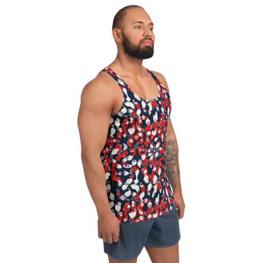 Crimson Koi Garden on a Men's Tank Top