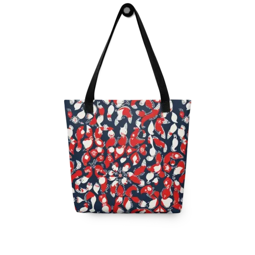 Crimson Koi Garden on a Tote Bag