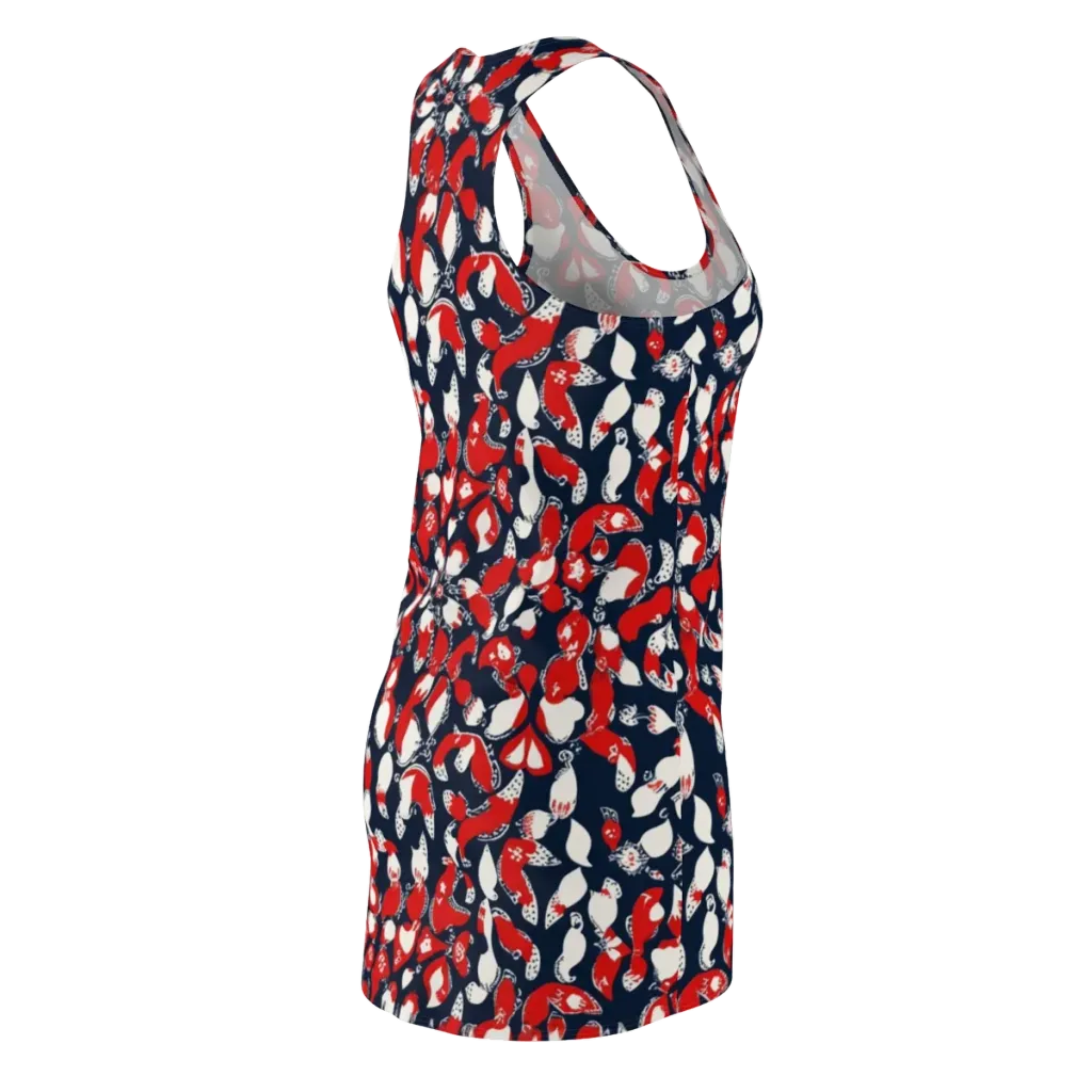 Crimson Koi Garden on Racerback Dress — Back Side