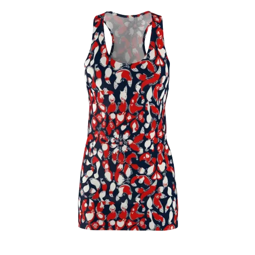 Crimson Koi Garden on a Racerback Dress