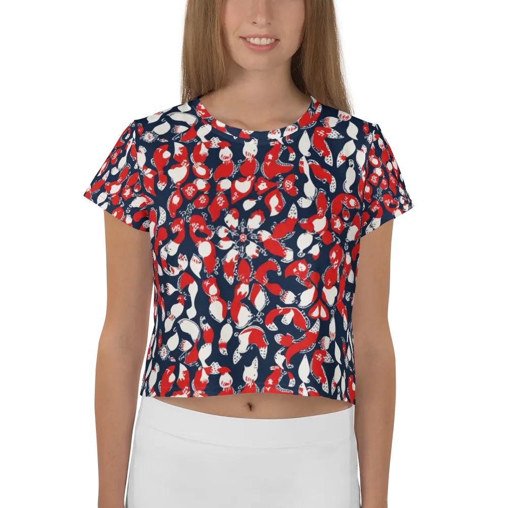 Crimson Koi Garden on Crop Tee — Front