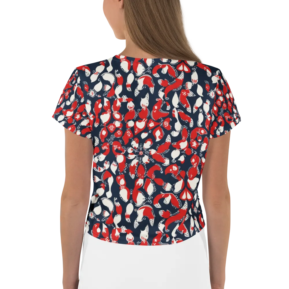 Crimson Koi Garden on Crop Tee — Back