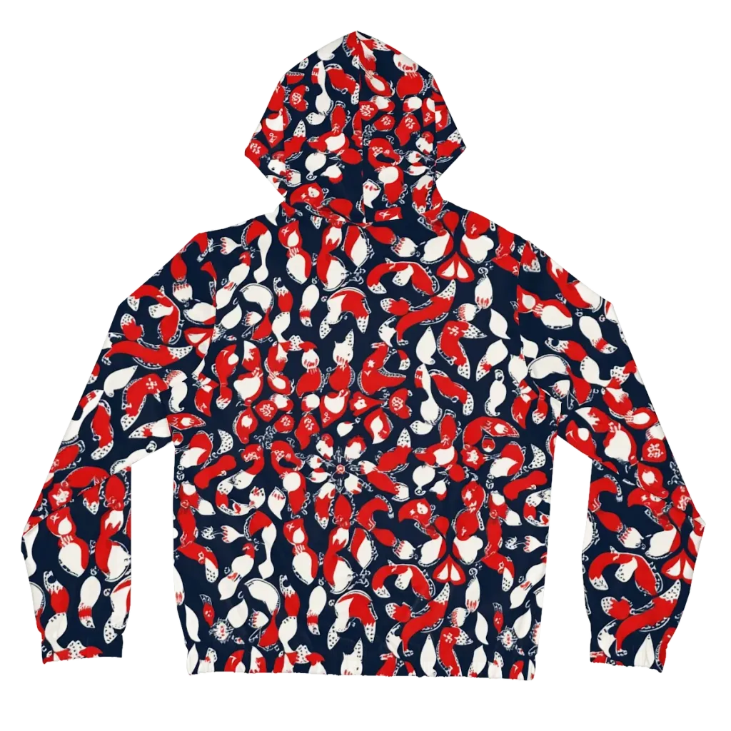 Crimson Koi Garden on Women's Full-Zip Hoodie — Back