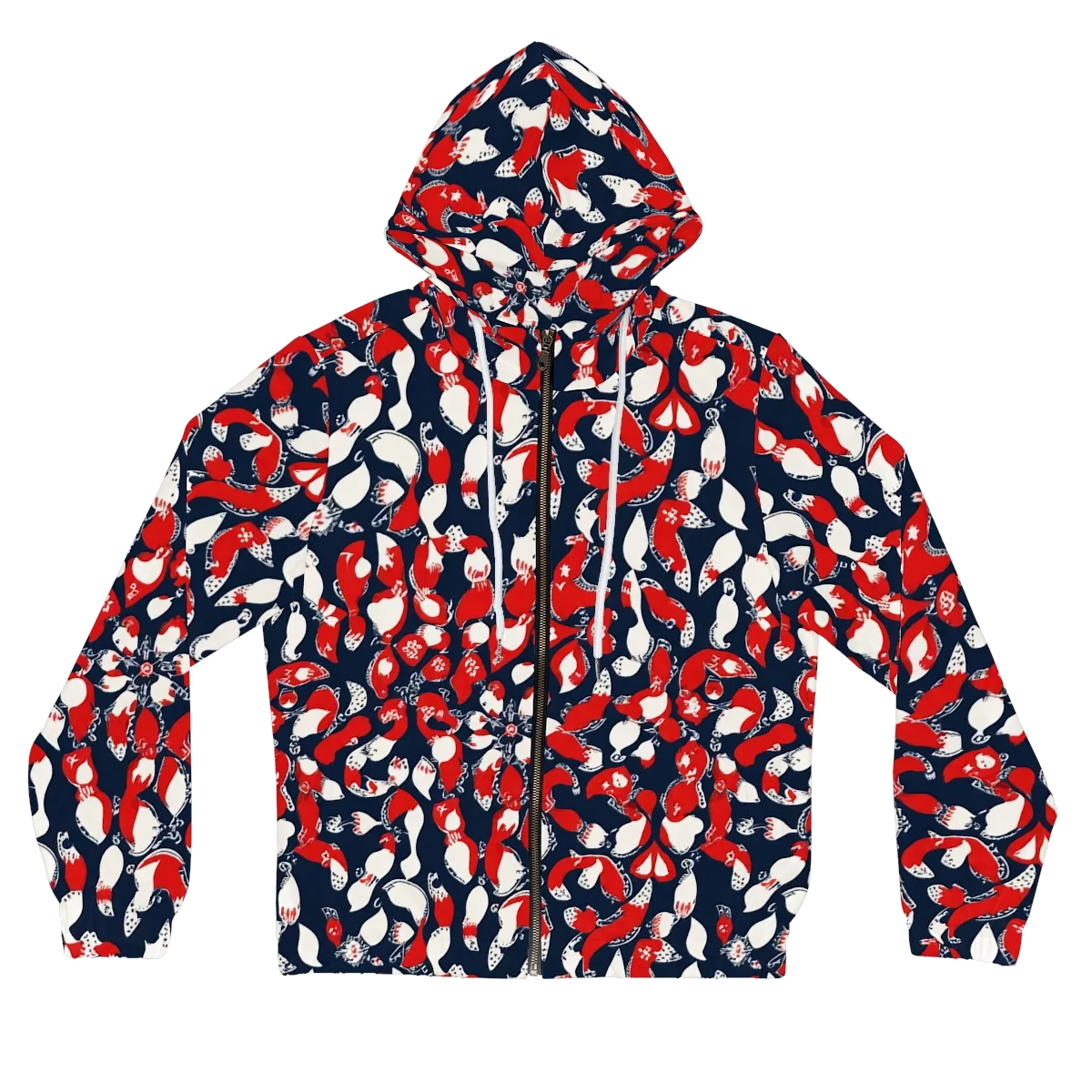 Crimson Koi Garden on Women's Full-Zip Hoodie — Front