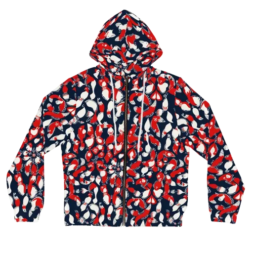 Crimson Koi Garden on a Women's Full-Zip Hoodie