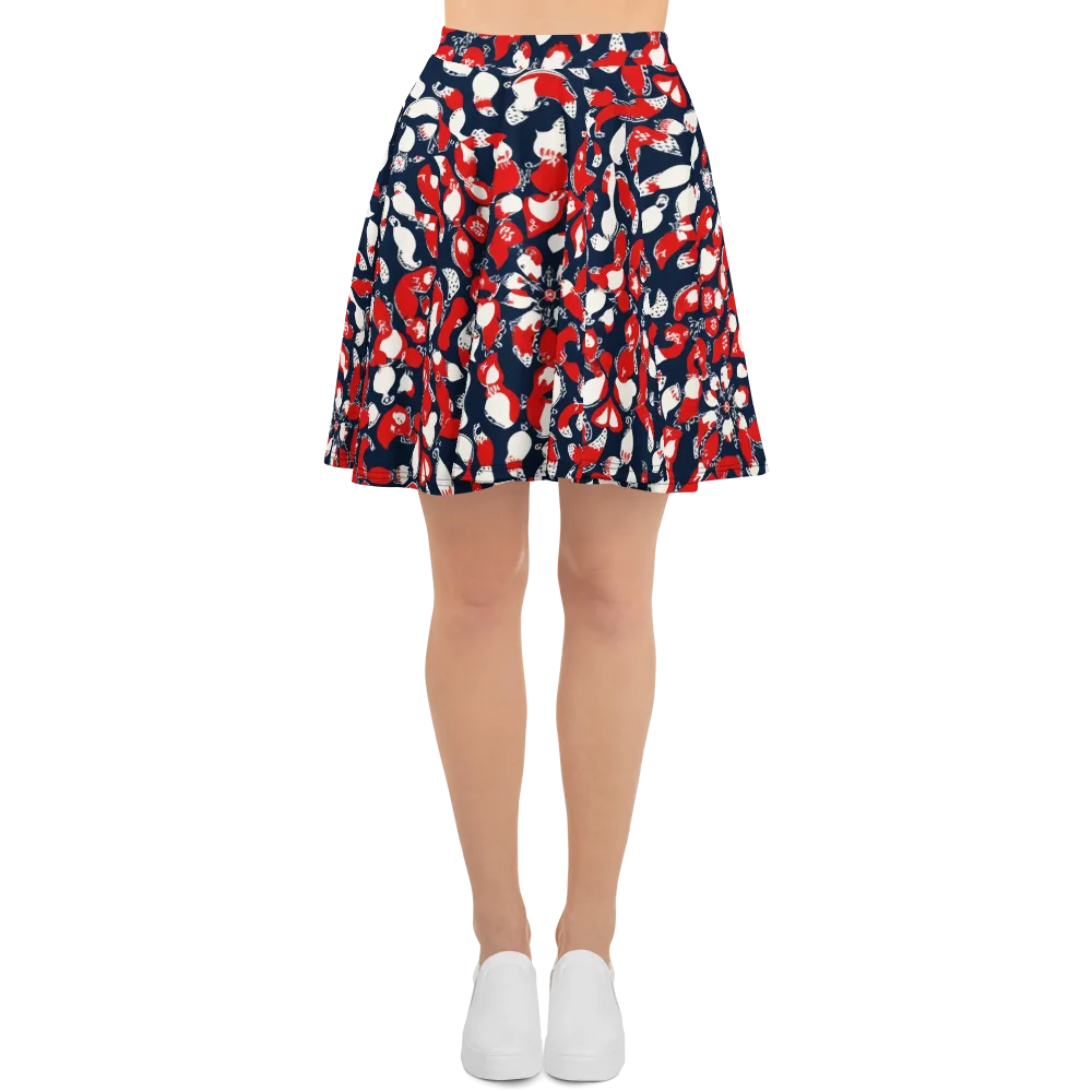 Crimson Koi Garden on Skater Skirt — Front