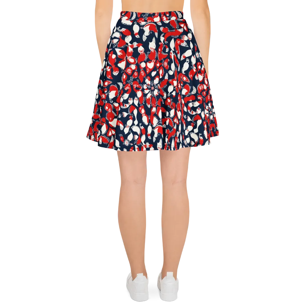 Crimson Koi Garden on Skater Skirt — Back