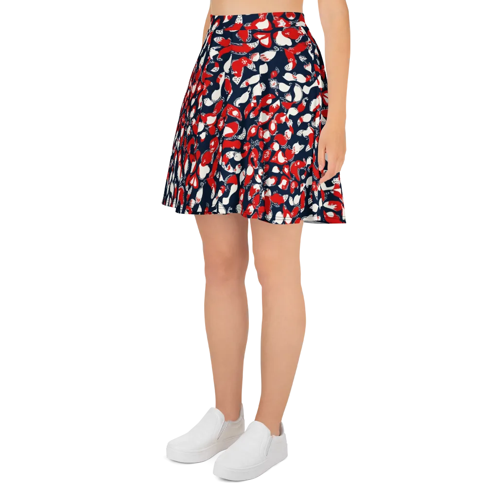 Crimson Koi Garden on Skater Skirt — Left